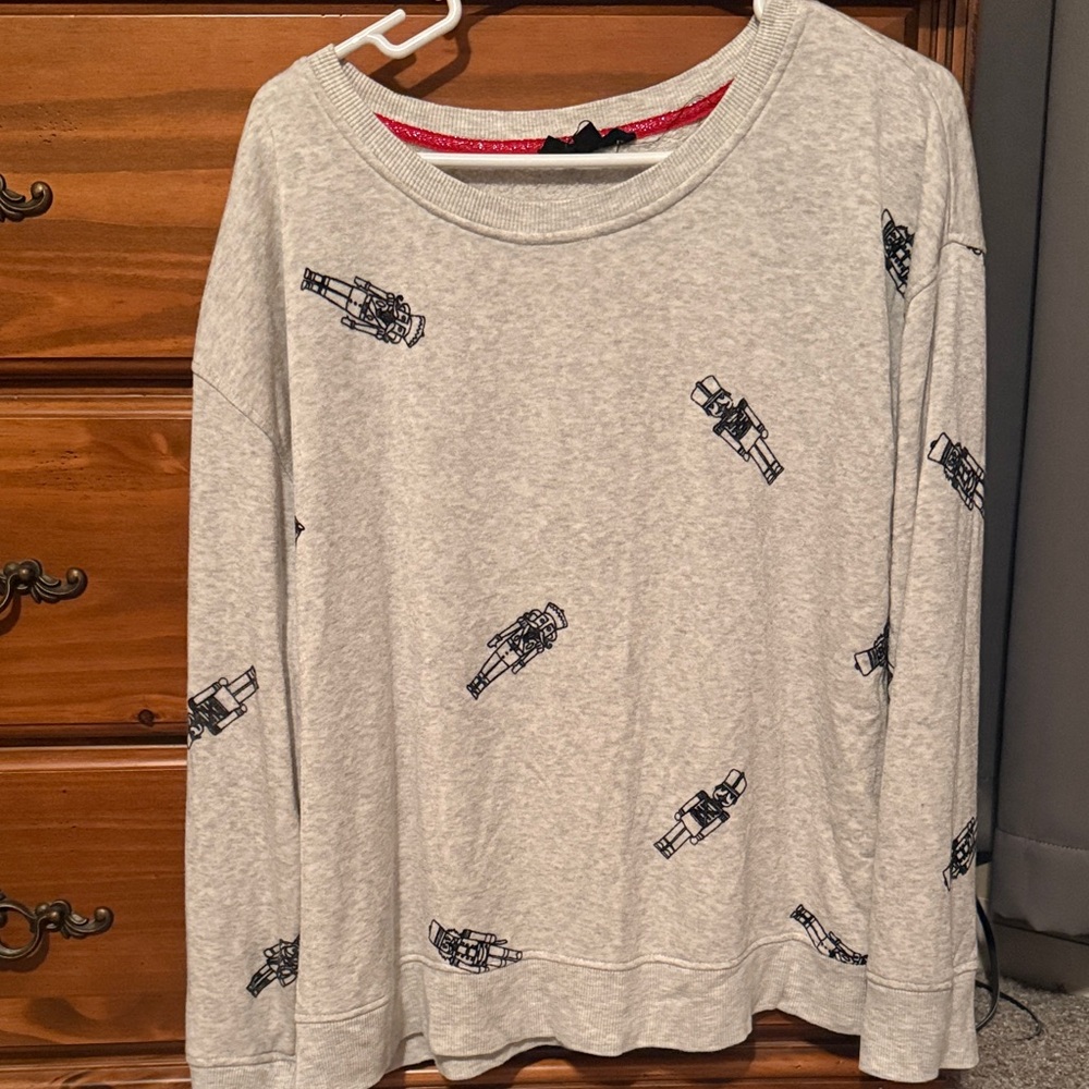 Jane and Delancey Gray Sweater with Black NutCracker